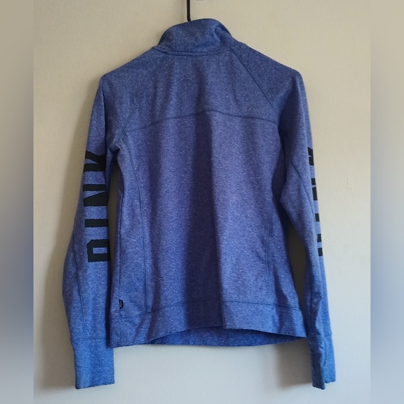 Victoria's Secret Pink Blue Spellout Athletic 1/4 Zip Pullover Size Medium - Picture 7 of 9